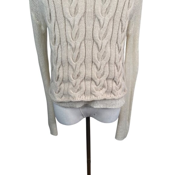 ZARA Womens Small Cable Knit Sweater Cream Acrylic/Wool Blend - Picture 5 of 13